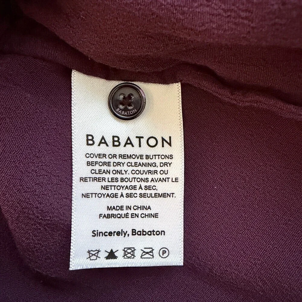 Babaton Shirt Dress Long Sleeve Tie Waist Corporate Girlie Burgundy Size Large - Picture 9 of 13